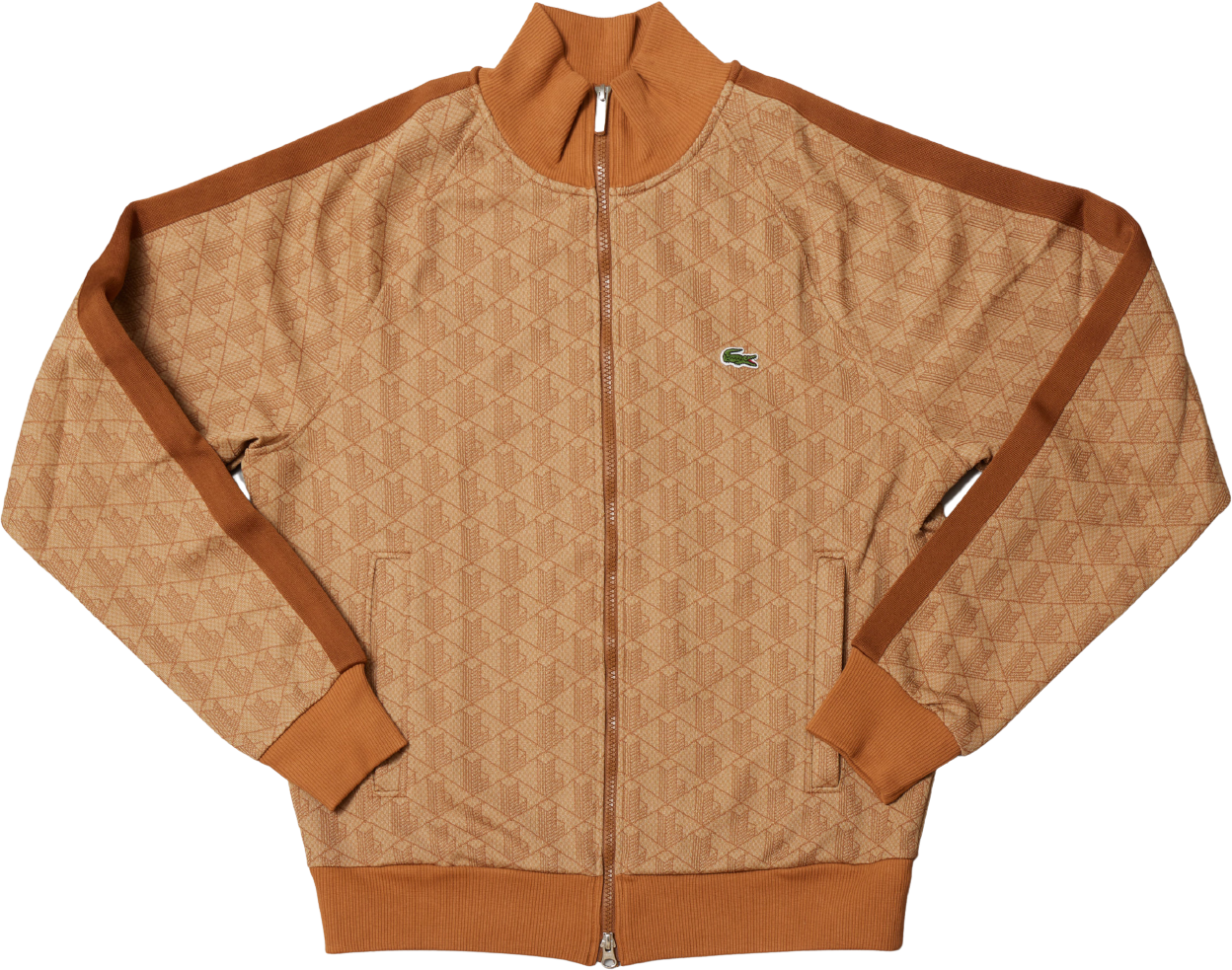lacoste men's regular fit monogram print zip sweatshirt