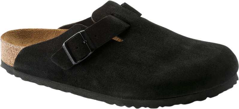 Birkenstock Boston Soft Footbed Black Suede Normal