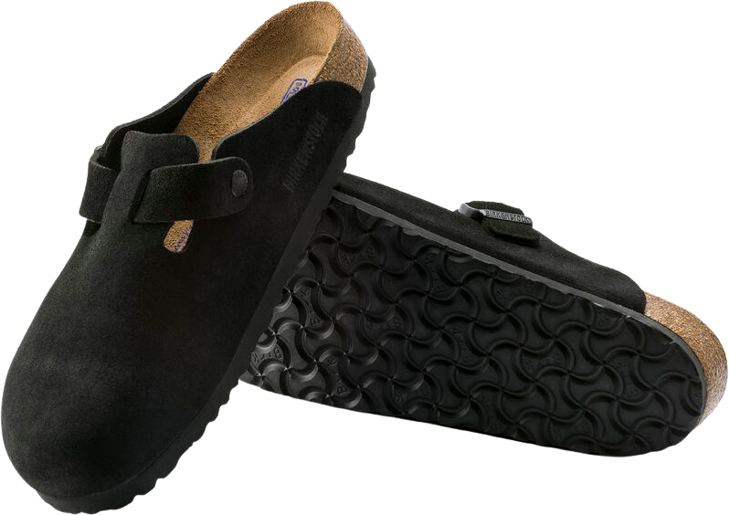 Birkenstock Boston Soft Footbed Black Suede Normal