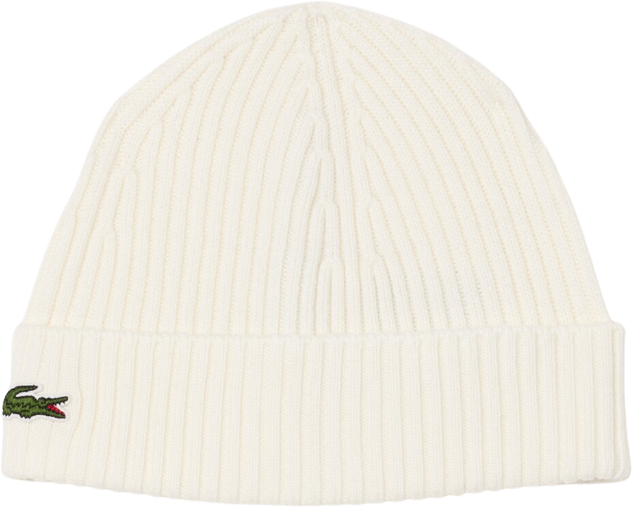 Lacoste Rib Knit Wool Beanie Flour