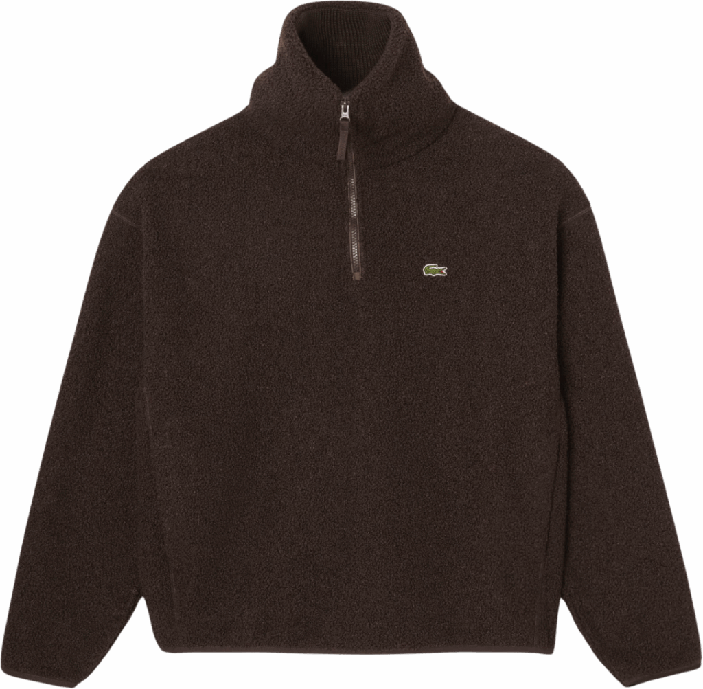 Lacoste High Zipped Neck Polar Fleece Brown