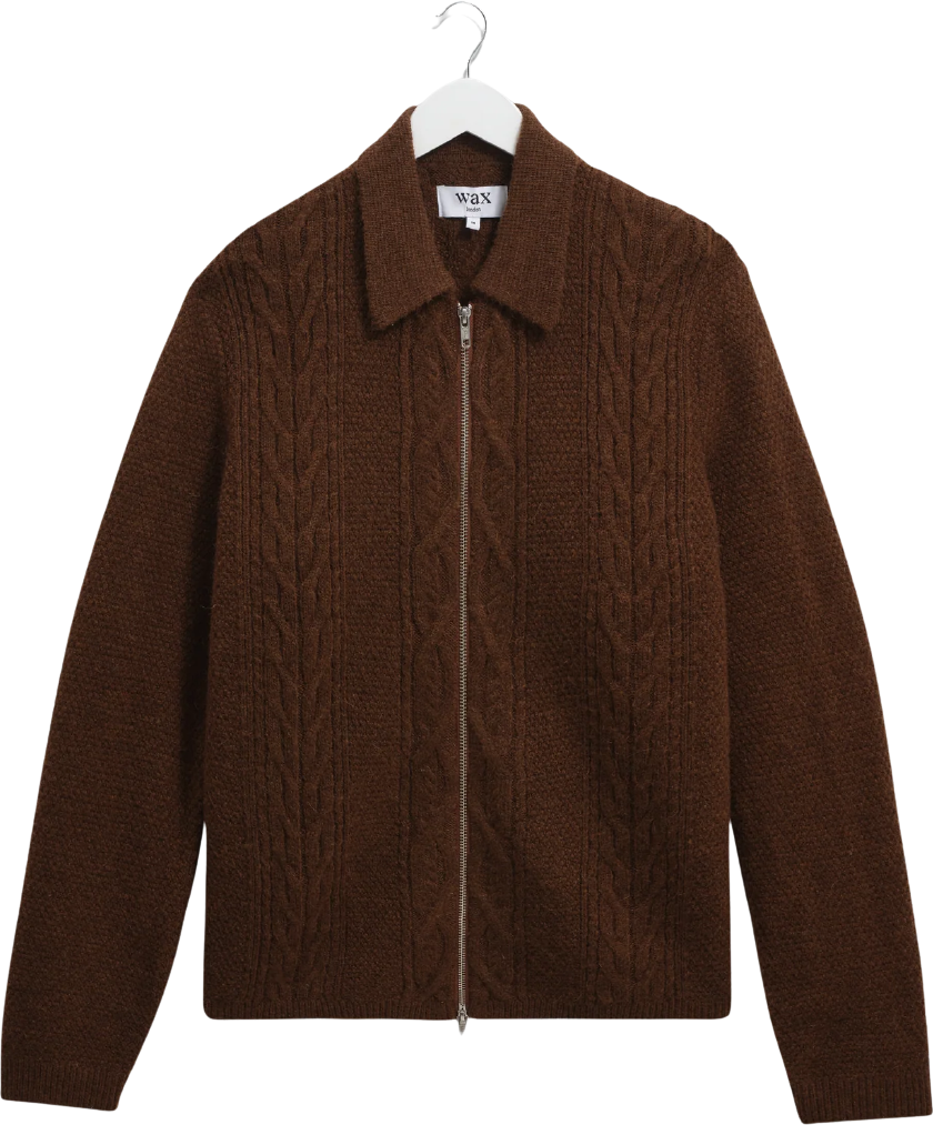 Wax London Friar Zip Knit Jacket Brown