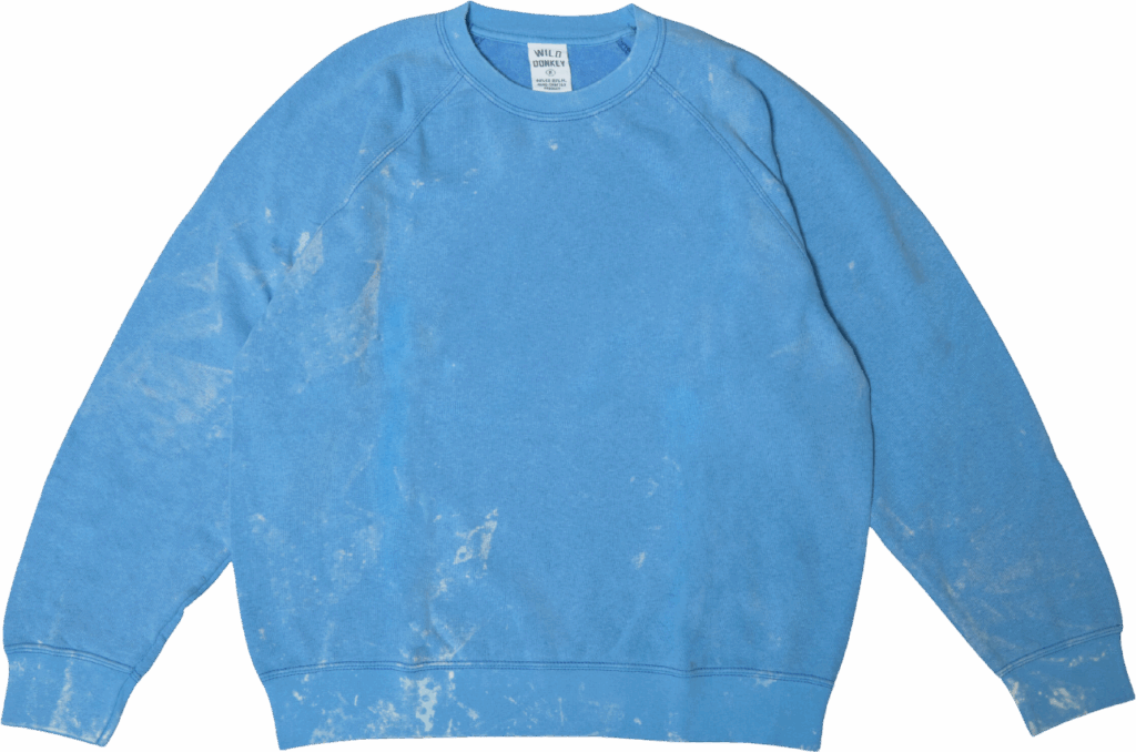 Wild Donkey Crewneck Raglan Sweatshirt Bleached ESW Royal Blue