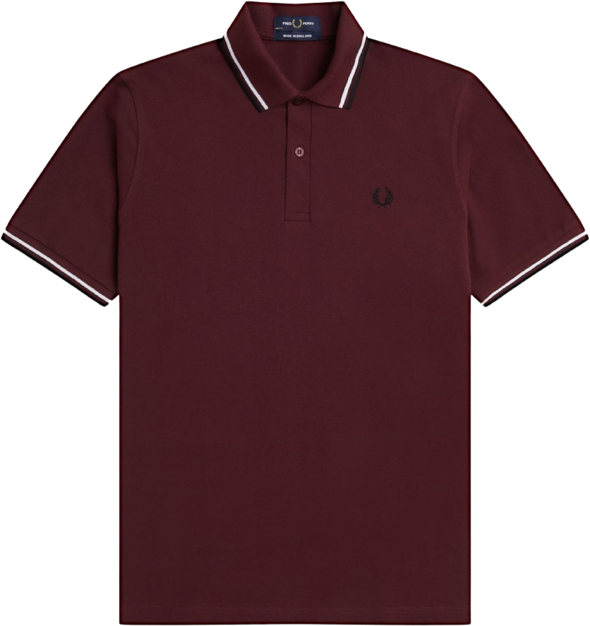 Fred Perry Twin Tipped Shirt Oxblood/White/Black