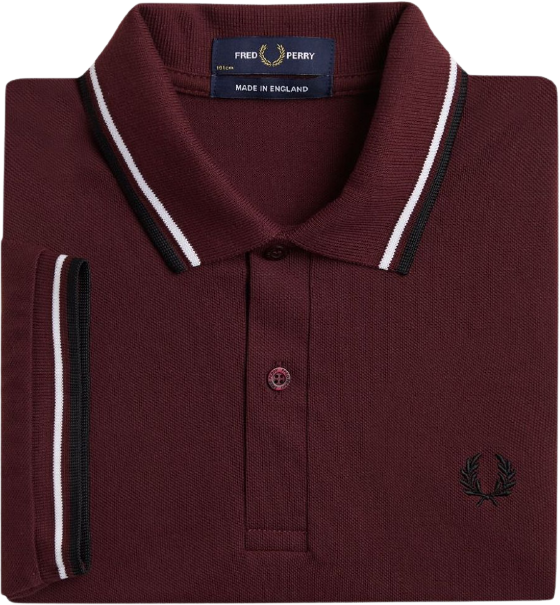 Fred Perry Twin Tipped Shirt Oxblood/White/Black