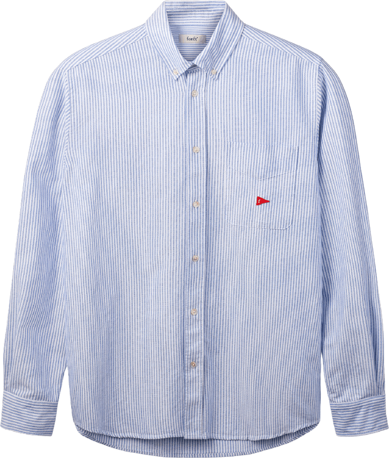 Forét Flag Regular Fit Pocket Oxford Shirt Blue Stripe