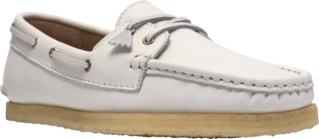 Clarks Originals Godney Boat D White Grain Lea