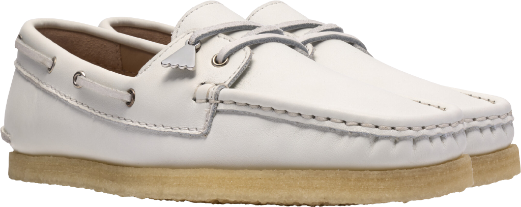 Clarks Originals Godney Boat D White Grain Lea