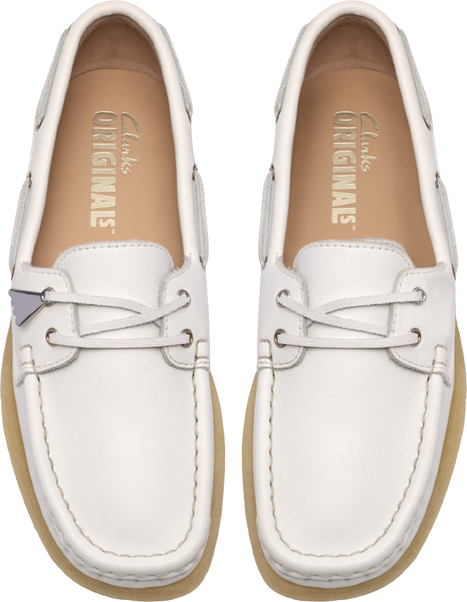 Clarks Originals Godney Boat D White Grain Lea