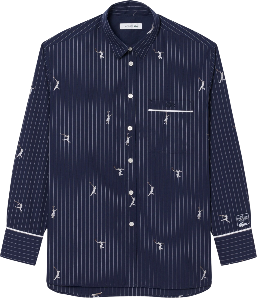 Lacoste Oversized Shirt Jacquard Navy Blue/White