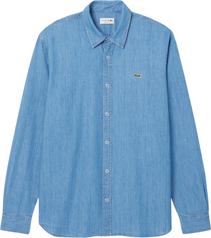 Lacoste Regular Fit Lightweight Denim Shirt Washed Bleach