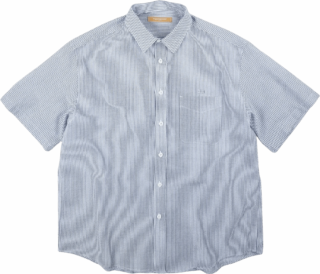 FrizmWorks OG Stripe Seersucker Half Shirt Blue