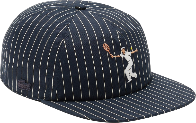 Lacoste Striped Embroidered Cotton Twill Cap Blackbird/Natural Clair