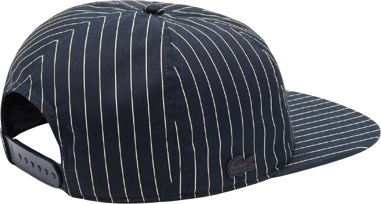 Lacoste Striped Embroidered Cotton Twill Cap Blackbird/Natural Clair