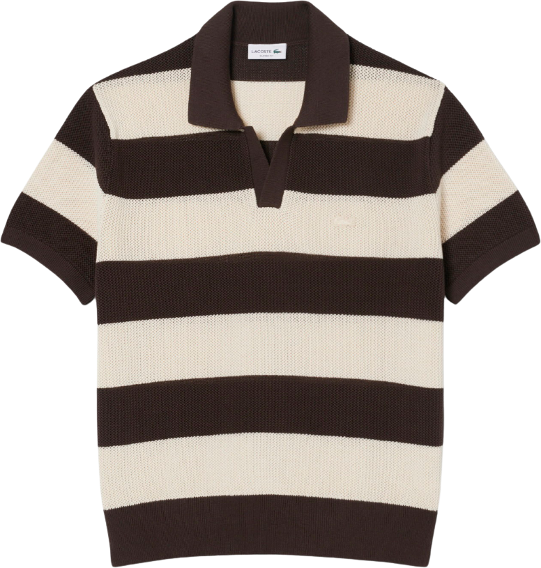 Lacoste Fine Gauge Polo Collar Crocodile Sweater Naturel Clair/Buffalo