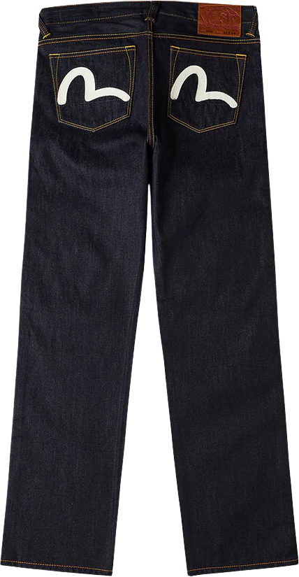 Evisu White Seagull Printed Pocket Jeans Raw Indigo