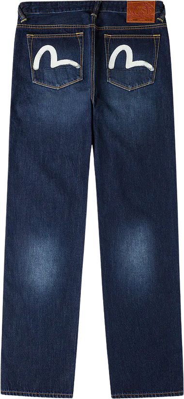 Evisu Ecru Seagull Printed Pocket Jeans Raw Indigo