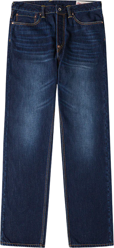Evisu Ecru Seagull Printed Pocket Jeans Raw Indigo