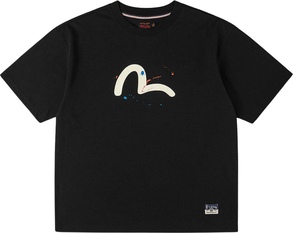 Evisu Seagull & Daicock Printed SS Tee W Splash Black