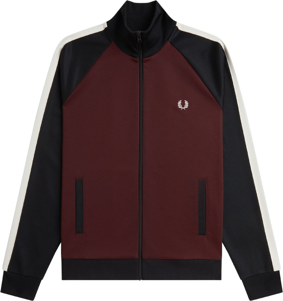 Fred Perry Contrast Sleeve Track Jacket Oxblood