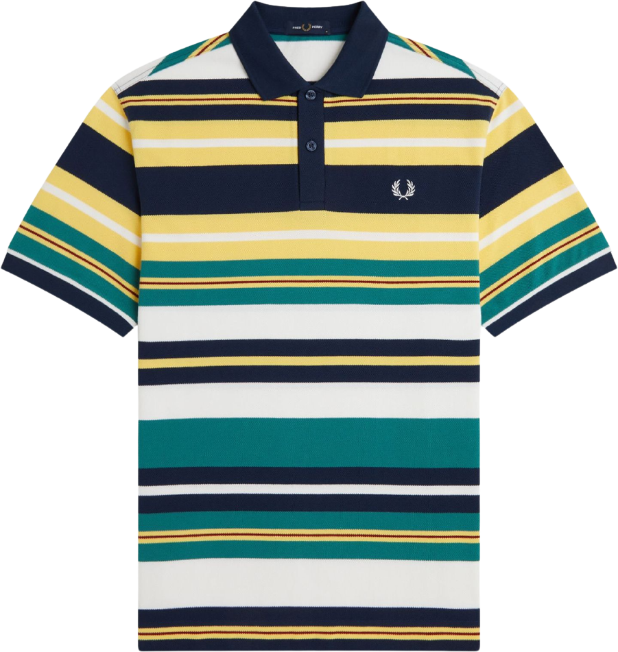 Fred Perry Striped Relaxed Polo Lemon Barley