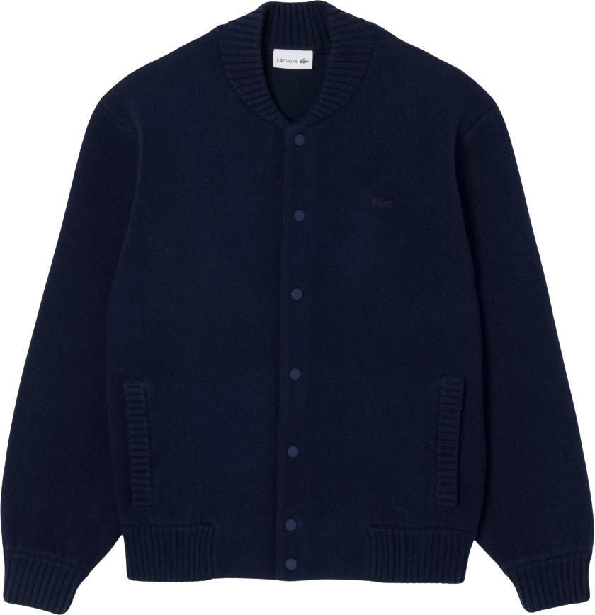 Lacoste Merino Wool Jersey Bomber Jacket Midnight Blue