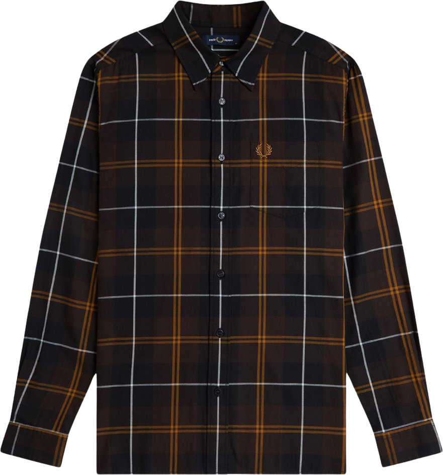Fred Perry Twill Tartan Shirt Rich Brown