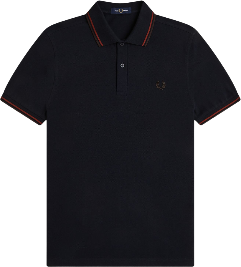 Fred Perry Twin Tipped Shirt Navy/Brandy/Rich Brown
