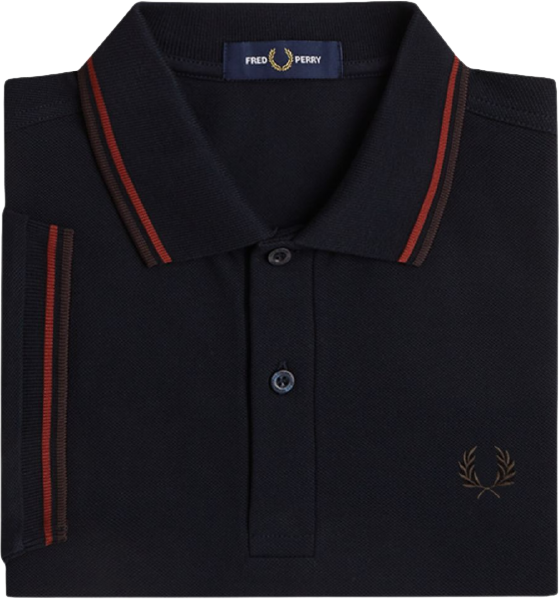 Fred Perry Twin Tipped Shirt Navy/Brandy/Rich Brown