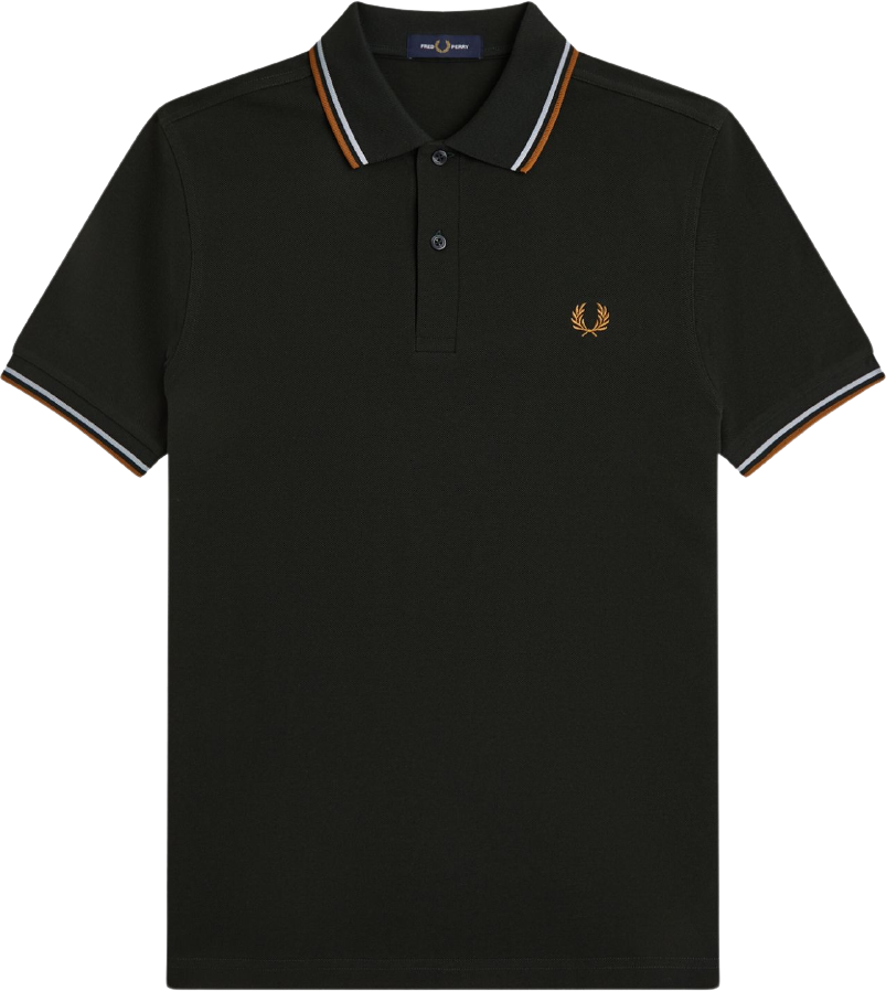 Fred Perry Twin Tipped Shirt Night Green/Dusky Blue/Dark Caramel