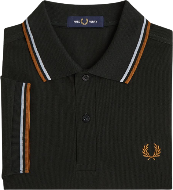 Fred Perry Twin Tipped Shirt Night Green/Dusky Blue/Dark Caramel