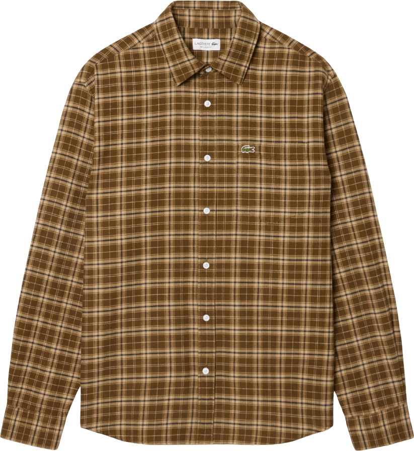 Lacoste Regular Fit Plaid Flannel Shirt Mascara Brown/Vienesse