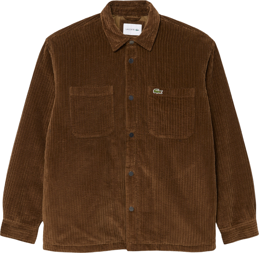 Lacoste Unisex Padded Corduroy Overshirt Coffe Brown