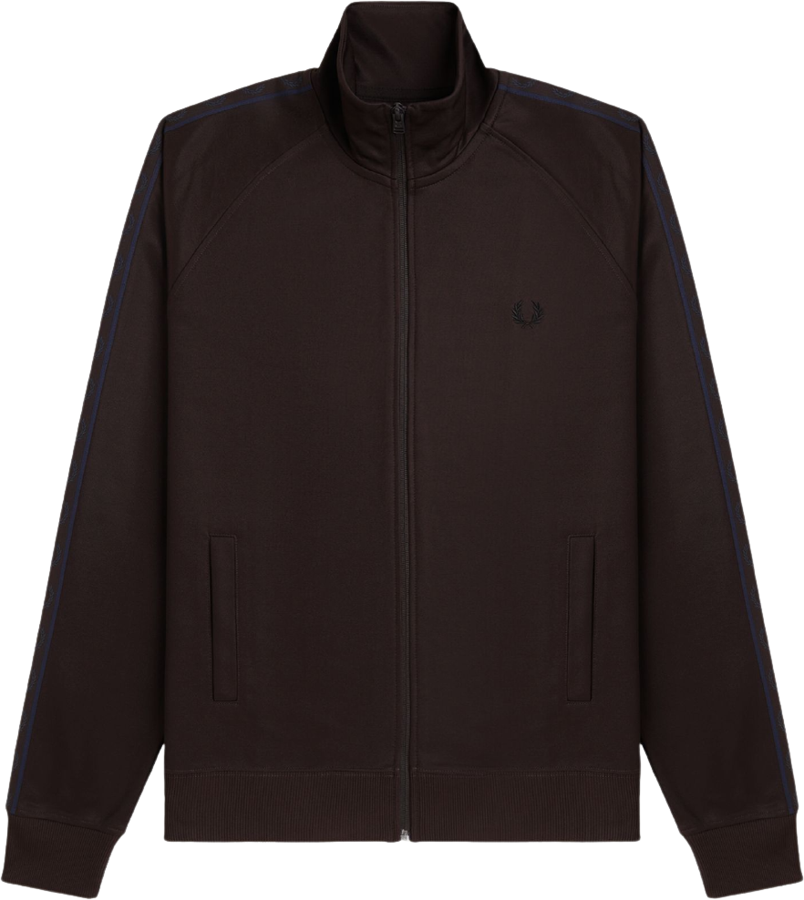 Fred Perry Contrast Tape Track Jacket Rich Brown