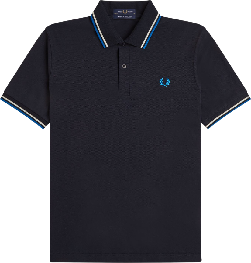 Fred Perry Twin Tipped Shirt Navy/Tramline White/Ice
