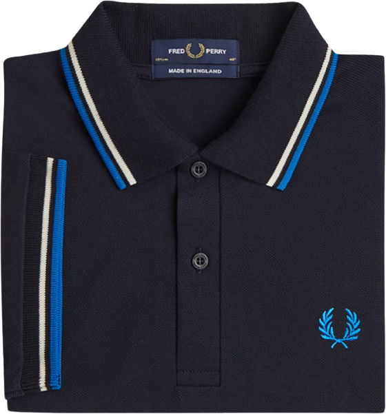 Fred Perry Twin Tipped Shirt Navy/Tramline White/Ice