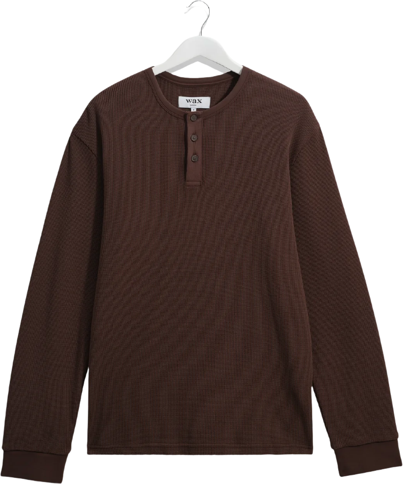 Wax London Caleb Henley L/S Tee Waffle Brown