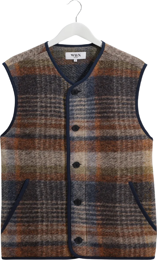 Wax London Gower Gilet Ari Wool Blend Oatmeal/Multi