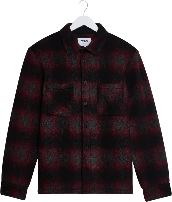 Wax London Whiting Overshirt Elm Wool Blend Red/Black